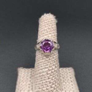 Size 6.25 Sterling Silver Purple Sapphire Art Nouveau Ring A7256
